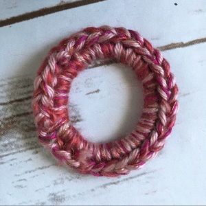 Textured mixed yarn, hand made crocheted scrunchie